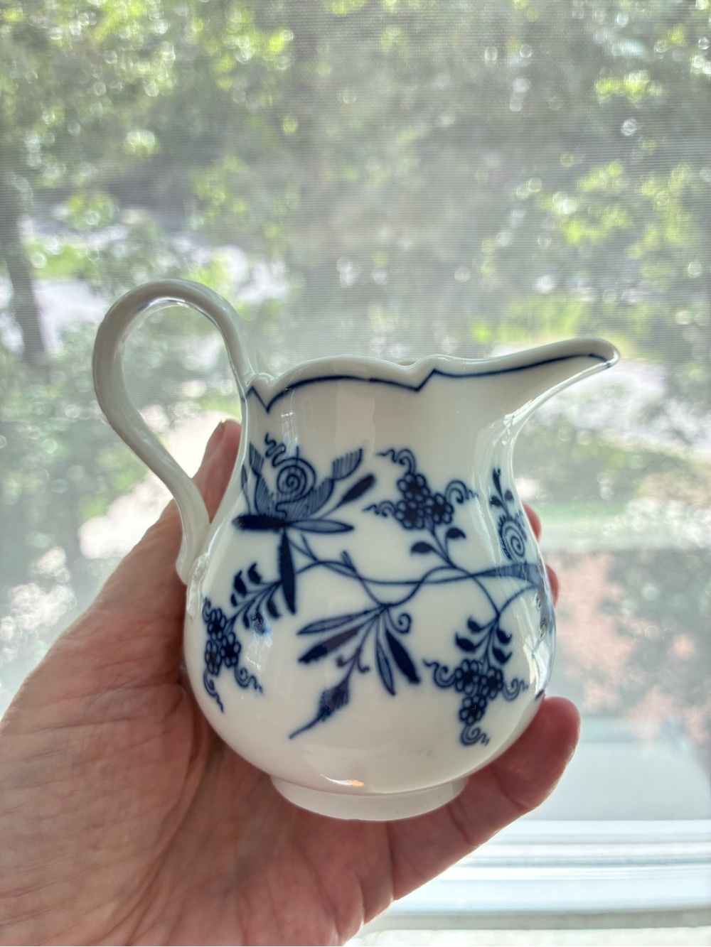 Meissen Blue and White Floral Porcelain Creamer